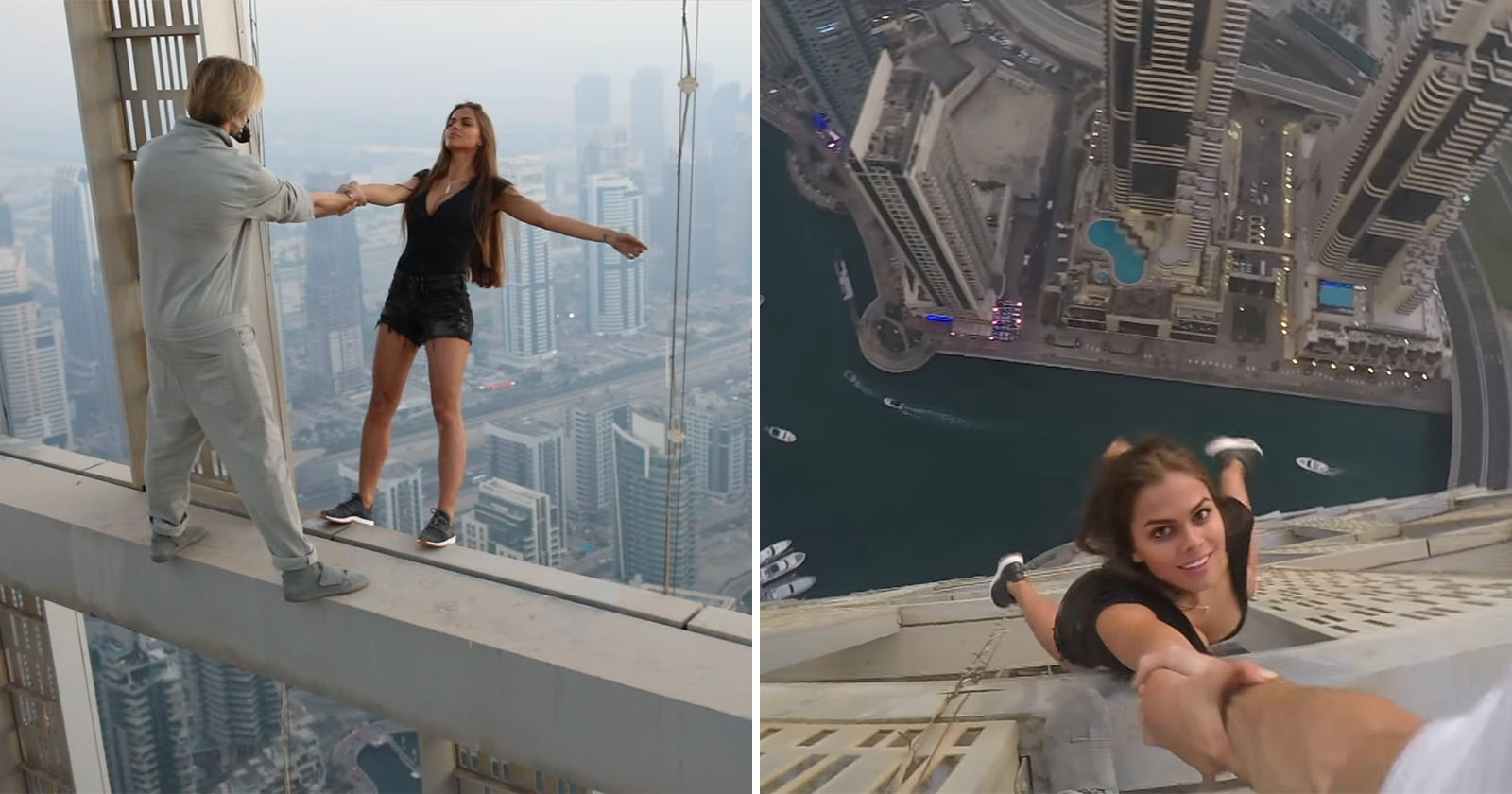 Cayan Tower Selfie Stunt with Viki Odintcova