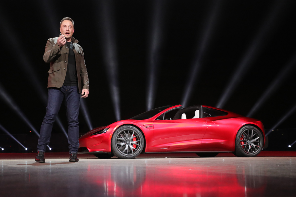 Elon Musk introducing the Tesla Roadster