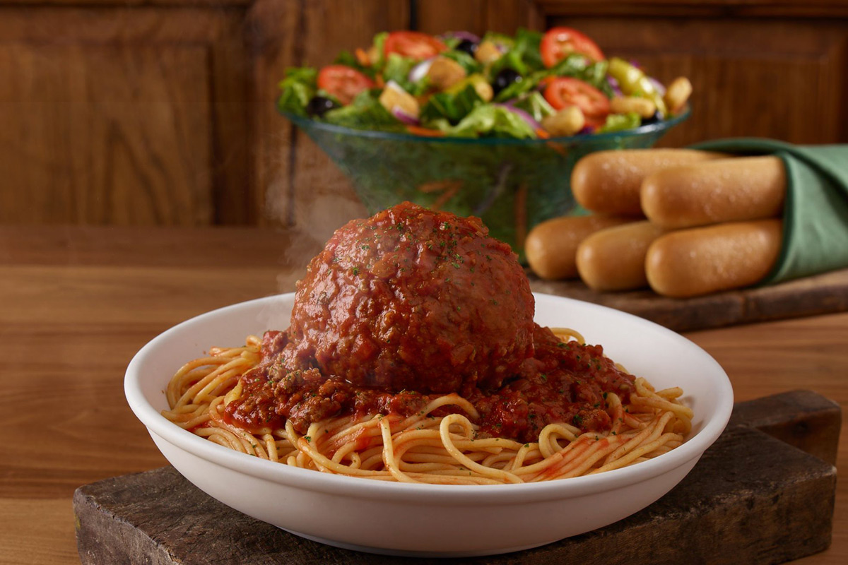 Olive Garden Giant Meatball with Spaghetti